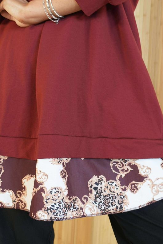 Oris 2 in 1 Pocketed Shirt Sweatshirt Barocco Burgundy